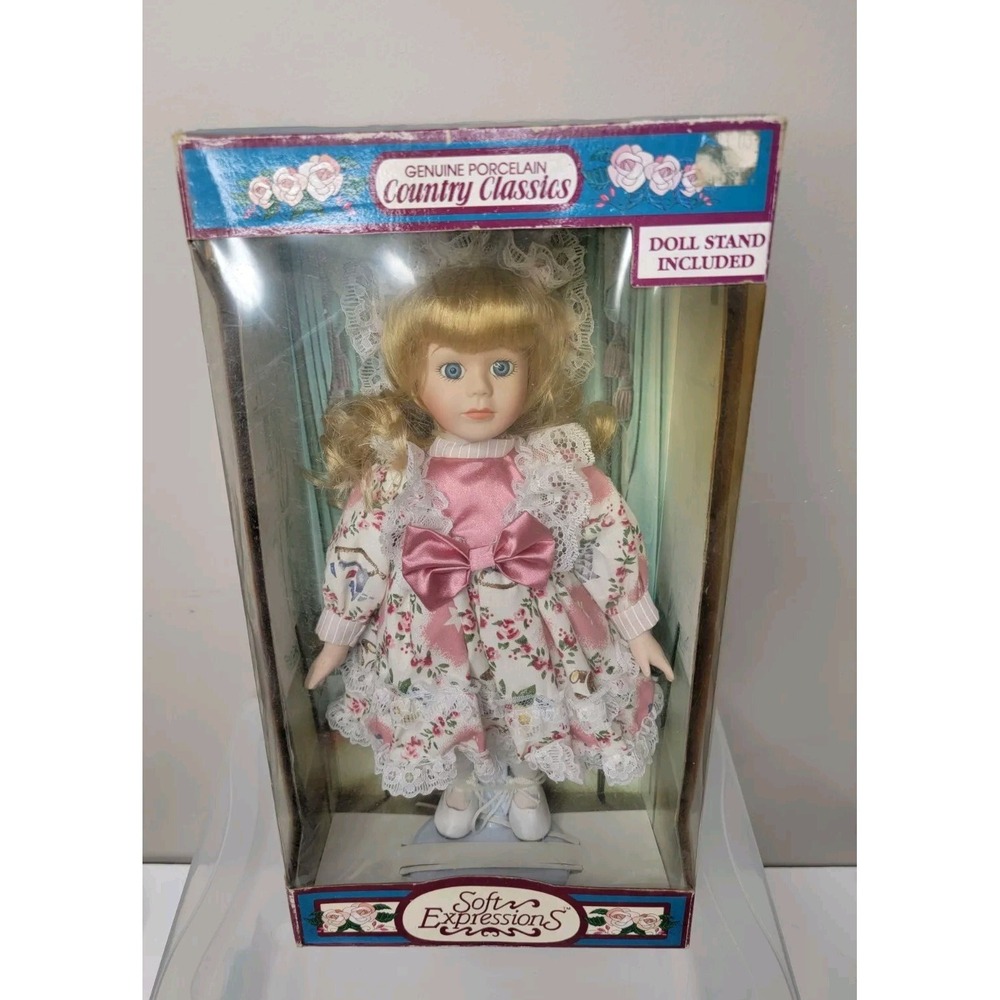 Soft Expressions Collector Doll Floral Dress Genuine Porcelain New In Box 12"